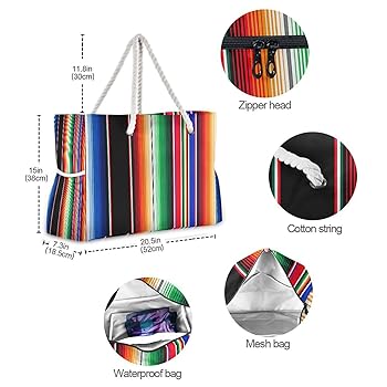 Amazon.com | YETTASBIN Mexican Serape Blanket Stripe Large